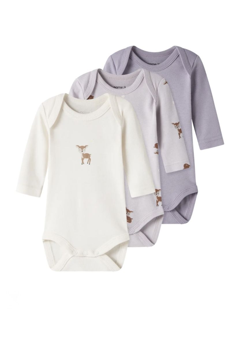Name It Body 3pk. Lilac Marble w/ Jet Stream + Lavender Gray