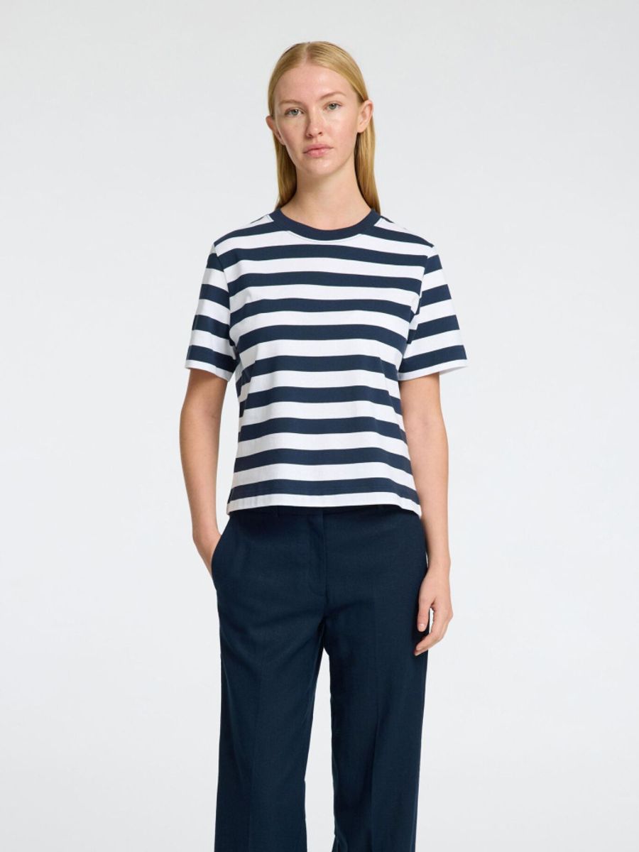Selected Femme Essential Boxy Tee Dark Sapphire BRIGHT WHITE 