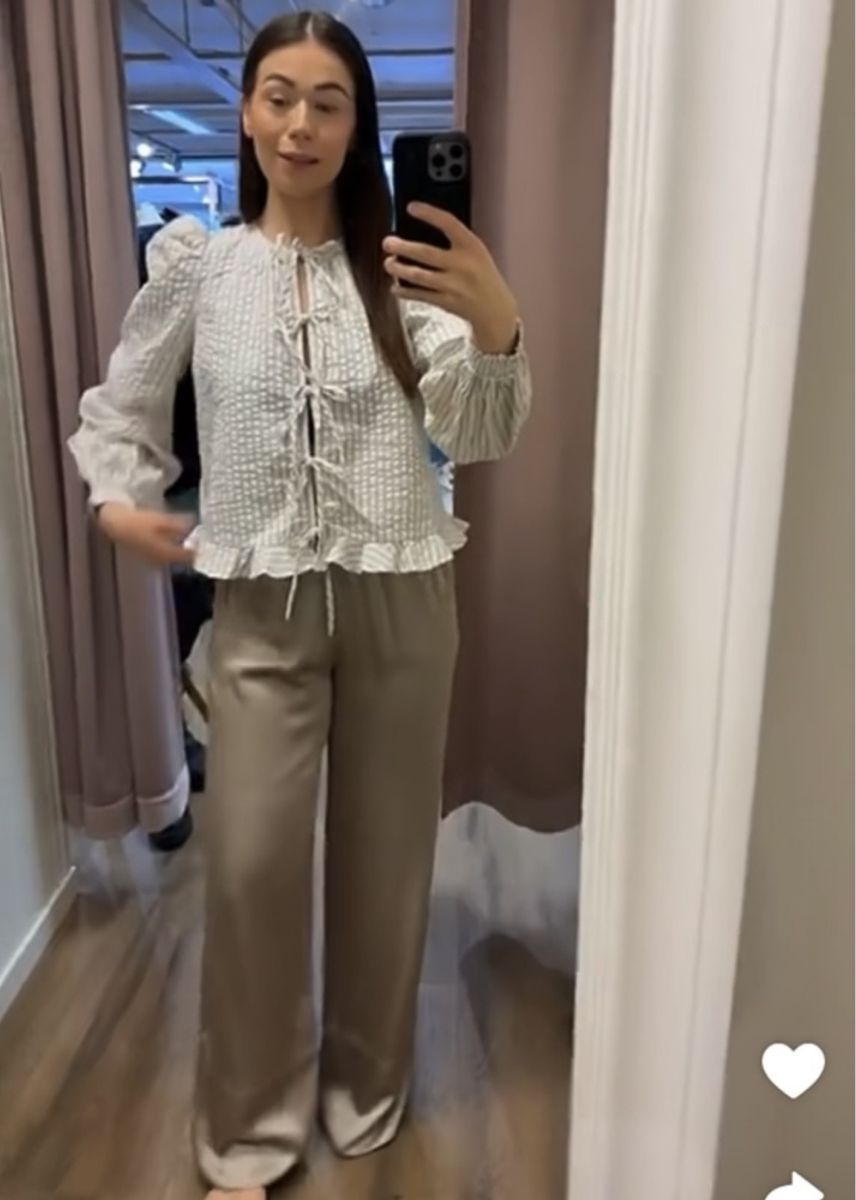 byTiMo Seersucker Bow Blouse  Off white/ beige