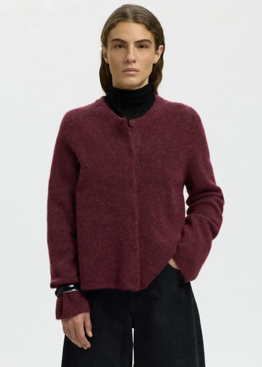 Selected Femme Lulu Cardigan Tawny Port Melange