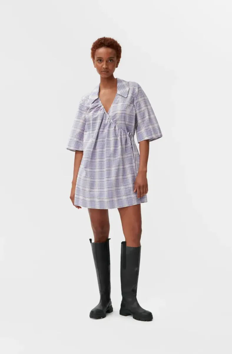 GANNI dress check persian violet